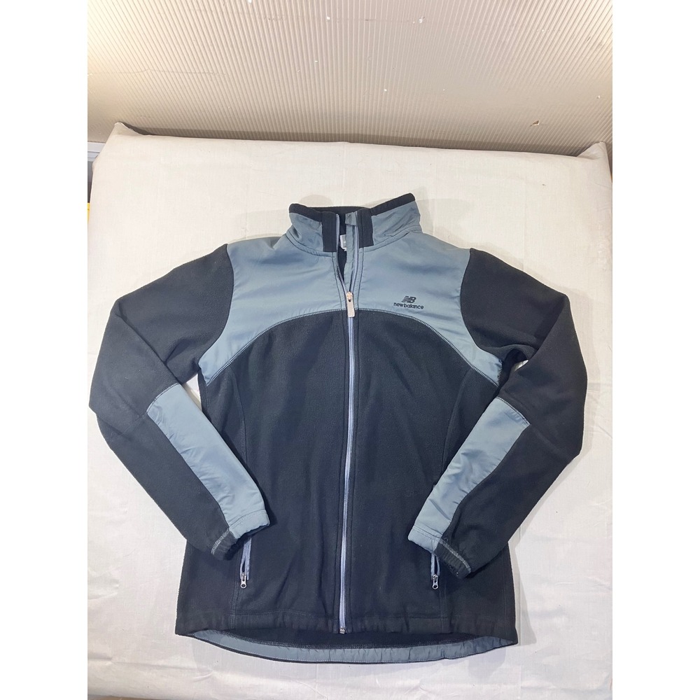 New Balance Fleece Jacket Black Gray Zip Up Activewear Size‎ Medium